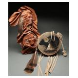 Native American Drum & Leather Wall Sculpture Set
