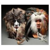 Pair Native American Style Ceramic Face Masks