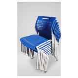 9 Blue Stackable Plastic Chairs, 31 Inch H