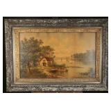 Antique Ornate Framed River Landscape Print