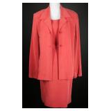 Vtg 90s Dressbarn Coral Silk 3 Piece Suit