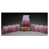 Fenton Cranberry Opalescent Hobnail Water Set (9)