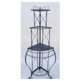 Wrought Iron and Wood Corner Shelf Unit