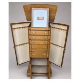 Wooden Jewelry Armoire with Brass Hardware
