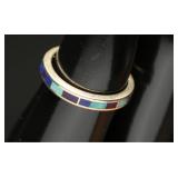 14K Gold Band w/Multi-Color Inlay, 3.70g