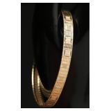 14K Gold Textured Flat Link Bracelet Italy, 13.52g