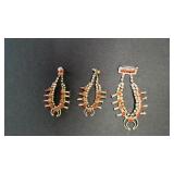 Sterling Squash Blossom Earrings & Brooch, 18.83g
