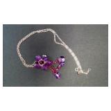 Costume Figaro Necklace w/ Purple Flower Pendant