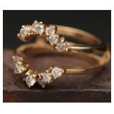 14K Gold Ring Enhancer w/14 Diamond Stones, 4.12g