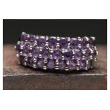 10K White Gold Purple Stone Cluster Ring, 3.72g
