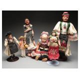 Vtg International Folk Art Cloth & Composite Dolls