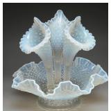Fenton French Opalescent Hobnail Epergne, (4)