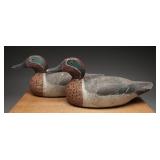 Hand-Painted Carved Wooden Duck Decoys, (2)