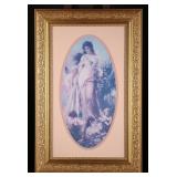 Framed Allegorical Female & Winged Cherubs Print