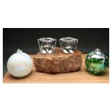 Art Glass Oil Candles & Japanese Crystal Set