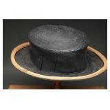 Antique Victorian Black Straw Boater Hat