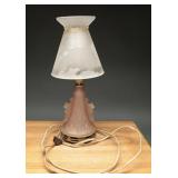 1920s Art Deco Pink Glass Boudoir Lamp, 14 Inch
