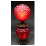 Ruby Satin Regal Iris GWTW Parlor Lamp