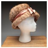 Mink Fur Pink Satin Bow Hat Darcel Exclusive