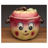 Anthropomorphic Apple Ceramic Cookie Jar