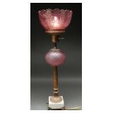 Victorian Pink Satin Glass Electrified Parlor Lamp