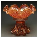 Imperial Long Hobstar Carnival Glass Bowl & Base