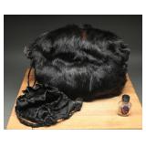 Victorian Beaver Fur Muff & Silk Reticule, (3)
