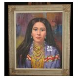 Jack Pohr (1918-2003) Native American Woman on Oil