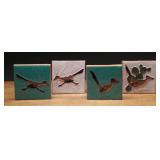 Desert House Crafts Ceramic Roadrunner Tiles, (4)