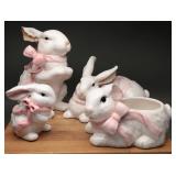 Ceramic Easter Bunny Figurines and Planter (4)