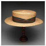 c. 1935 Knox New York Straw Boater Hat, Size 7 1/4