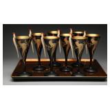 Japanese Zohiko Maki-e Lacquer Sake Set Tray, (16)