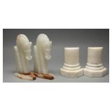 Carved Alabaster Marble & Onyx Horse Bookends, (4)