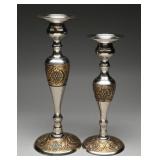 Indian Metal Candlesticks Floral Repousse Design