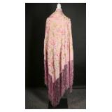 1920s Canton Silk Manton de Manila Floral Shawl