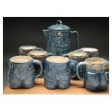1978 Byron Molds Denim Ceramic Pitcher Mugs