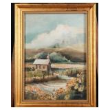 Dorothy Mendoza Framed Church Landscape Painting