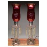 Hurricane Ruby Cut-to-Clear Glass Vanity Lamps