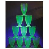 Indiana Glass Uranium Depression Ftd. Tumblers, 10