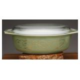 Pyrex Golden Scroll Sage Oval Casserole Dish 045