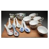 Asian Porcelain Cups, Bowls & Soup Spoons