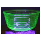 Uranium Green Depression Glass Ribbed Mixing Bowl