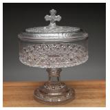 EAPG Russian Pattern Covered Pedestal Compote