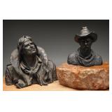 Michael Garman Cast Resin Aviator & Cowboy Busts