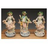 Occupied Japan Bisque Porcelain Figures, (3)