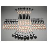 Apple Pattern Resin Handle Flatware Service, (40)
