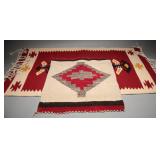 Southwestern Woven Wool Rug & Saddle Blanket, (2)
