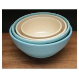 Cream & Robin Egg Blue Ceramic Mixing Bowls, (4)