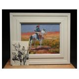 D. Candelaria Western Cowboy Oil Painting & Sketch