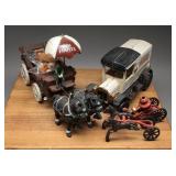 Cast Iron Delivery Truck, Coca Cola & Fire Wagon 4